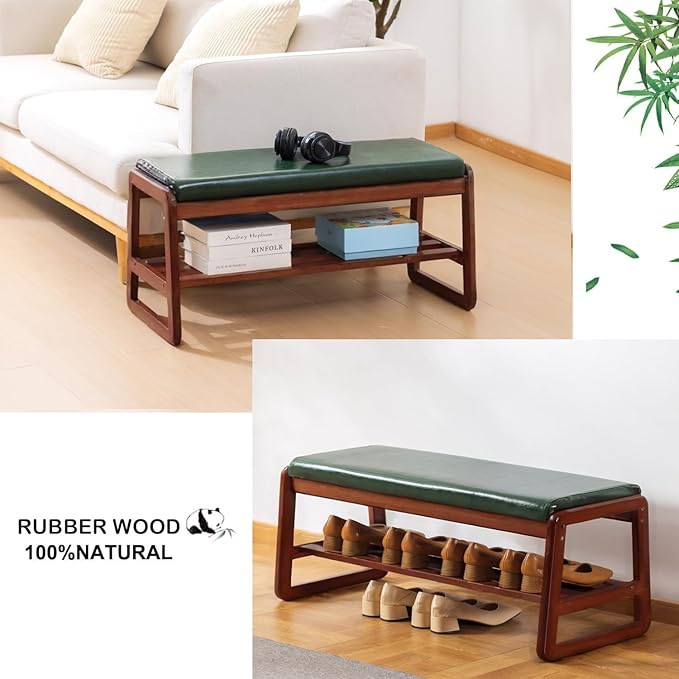 latifolia Solid Wood Bench, Entryway Shoe Bench - Image 6