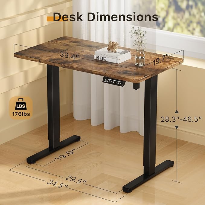 JOY worker Small Electric Standing Desk, Rustic Brown - Image 2