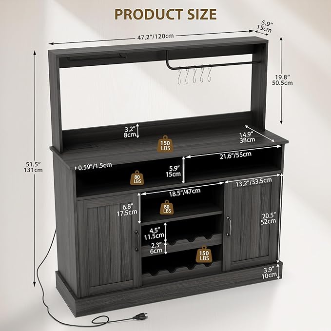 47" Farmhouse Buffet Sideboard Cabinet - Image 2