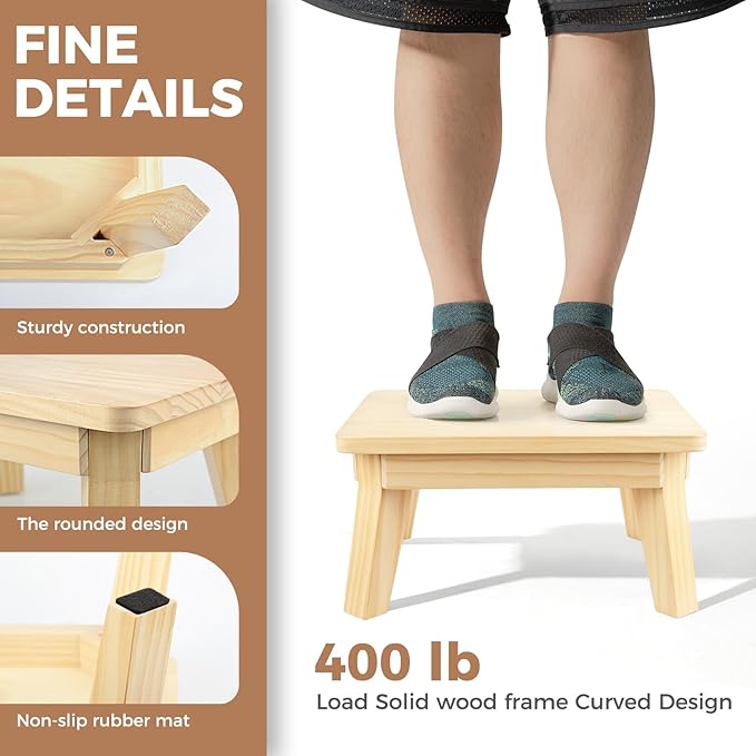 HOUCHICS Wooden Step Stool, One Step Stool - Image 2