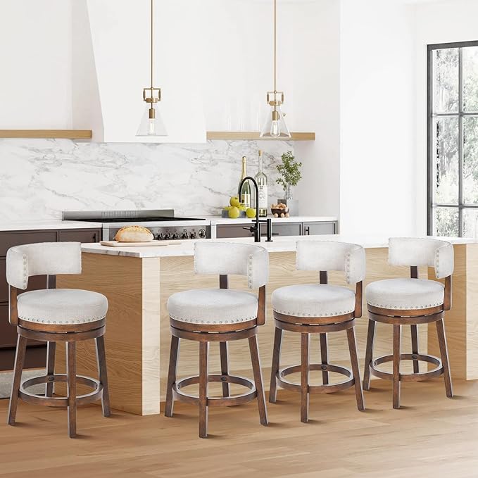 COLAMY Swivel Bar Stools Set of 4, Swivel Counter Height Barstools by COLAMYINC