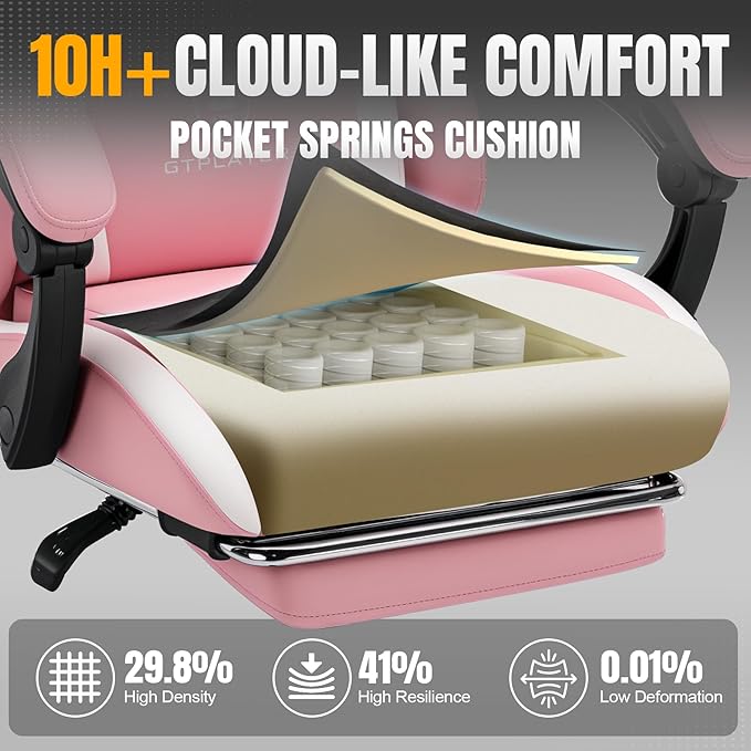 GTRACING Gaming Chair with Foot Rest & Pocket Spring Cushion, Ergonomic High - Image 4
