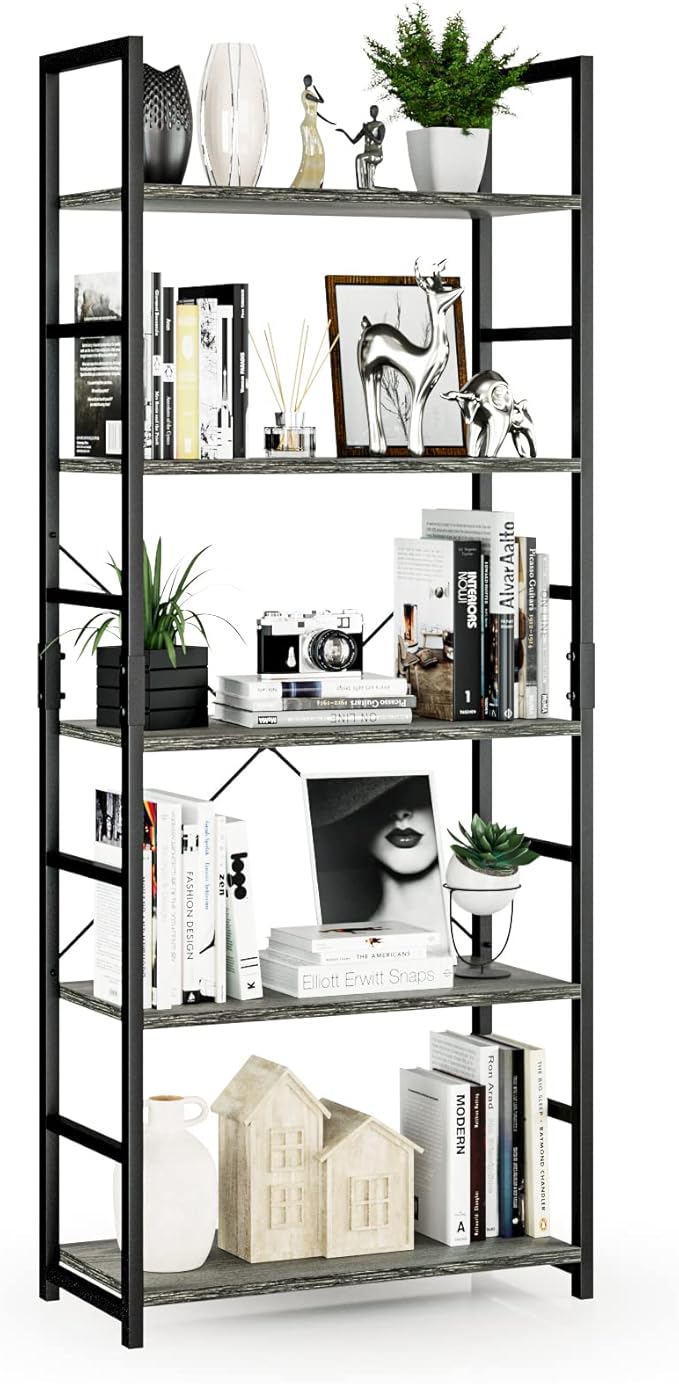 NUMENN 5 Tier Bookshelf, Tall Bookcase Shelf Storage Organizer, Modern Book by NUMENN