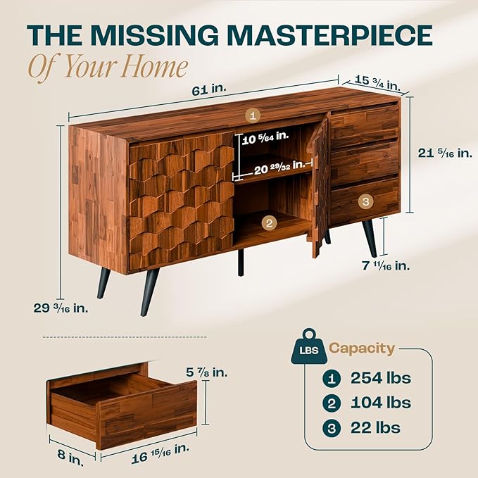 Bme Georgina Solid Wood Sideboard - Image 2