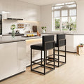 Barstools Set of 2 Black Metal Bar Stools Modern Bar Chairs Pu Leather by JCAJCA