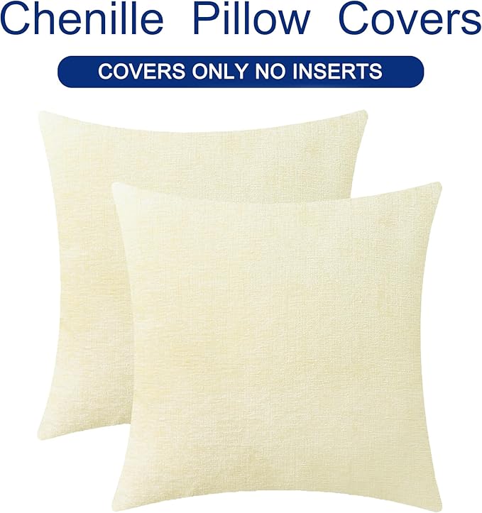 CaliTime Throw Pillow Covers Decorative 18 X 18 Inches Pack of 2 Cozy Chenille - Image 6