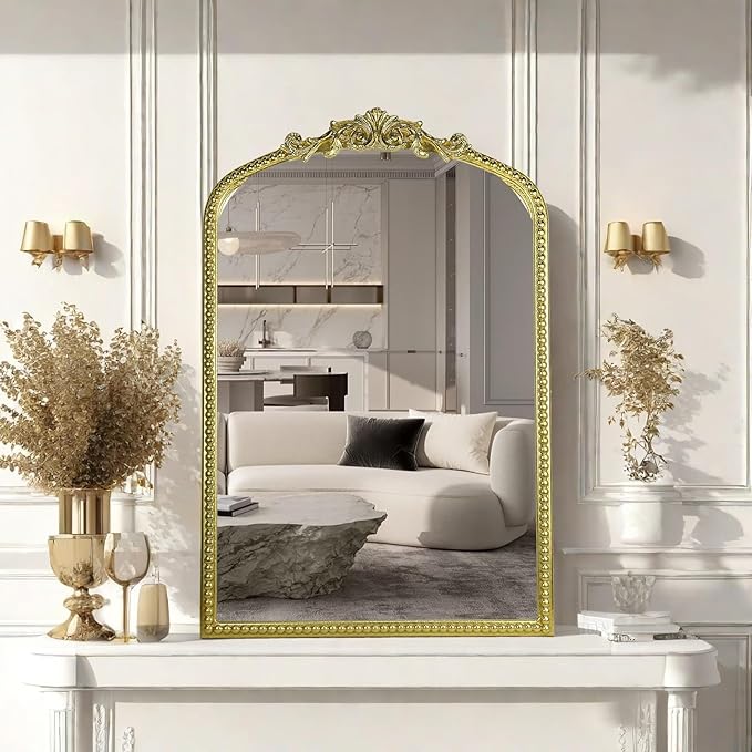 Gold Vintage Mirror, Arched Antique Mirror - Image 4