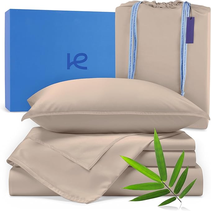 Kickoff Viscose Bamboo Sheets Queen Size 4-pc 100% Organic Bamboo Viscose Bed by KickoffHome