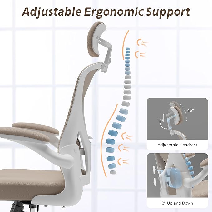 Ergonomic Office Chair with Adjustable Flip-Up Armrests & Lumbar Support - Image 5