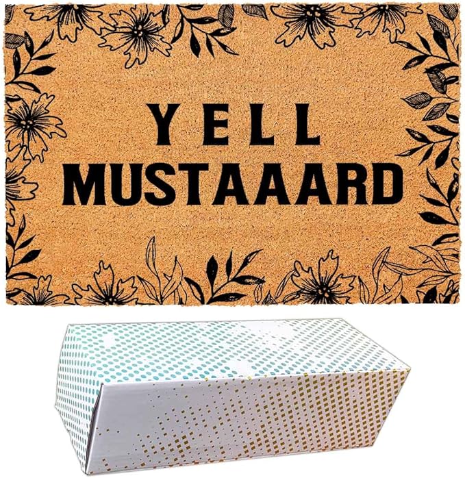 Funny Coir Doormat with Music Lover Yell Mustard by FNDMCTPS