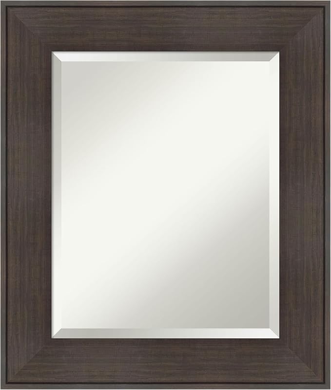 Amanti Art Brown Wall Mirror 26x22 William Rustic Woodgrain Rectangle Bathroom by AmantiArt