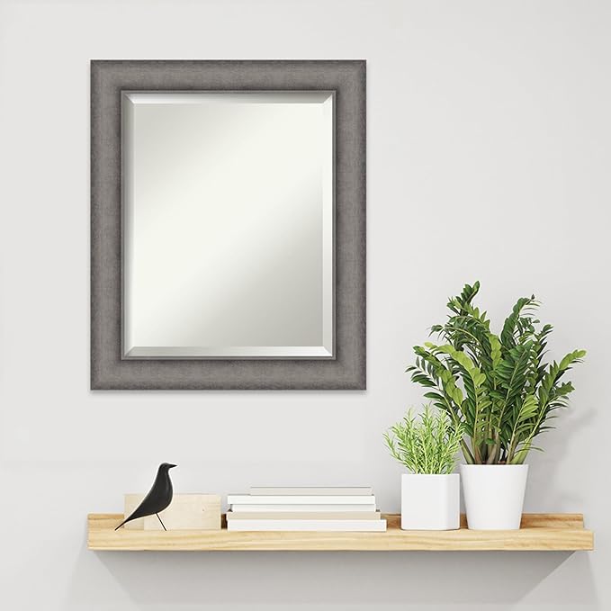 Amanti Art Grey Wall Mirror 25x21 Burnished Concrete Rectangle Bathroom Mirror - Image 5