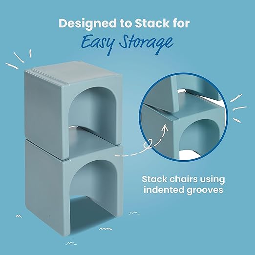 ECR4Kids Tri-Me Table and Cube Chair Set, Powder Blue - Image 6