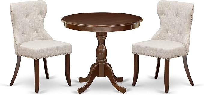 East West Furniture AMSI3-MAH-35 3 Piece Dining Room Table Set Contains a Round by EastWestFurniture