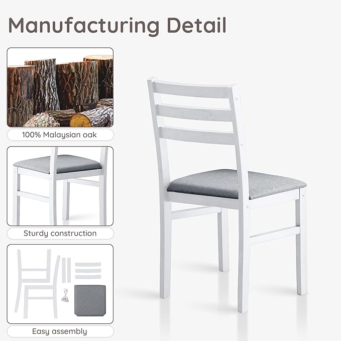 Livinia Seattle Modern Farmhouse Kitchen Dining Room Chair Set of 4, Solid Wood - Image 5