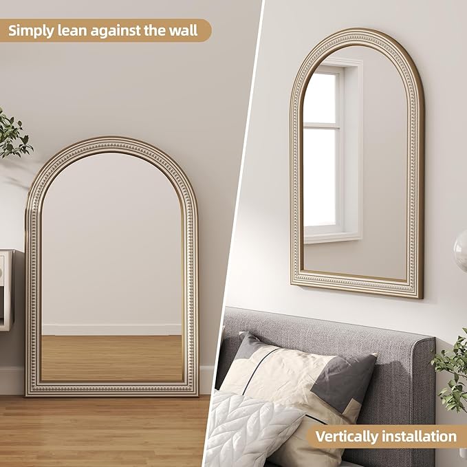 36x24 Inches Farmhouse Wooden Arched Wall Mirrors, Boho Decorative Arch Mirrors - Image 4