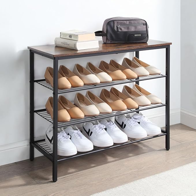 4-Tier Shoe Rack Organizer, Metal Mesh Shoe Storage Shelf, - Image 2