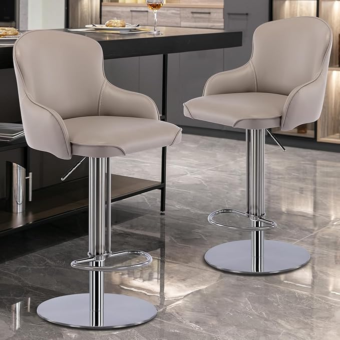 Black Titanium Stainless Steel Bar Stools, Grade Modern Leather Bar Chair - Image 2