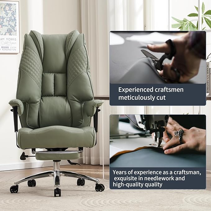Big and Tall Office Chair 400lbs Wide Seat, Leather High Back Executive Office - Image 7