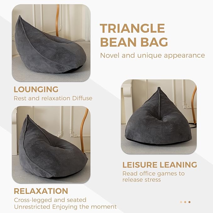 BYBYME Bean Bag Chairs Sherpa Lazy Sofa, Giant Beanbag Chairs - Image 8