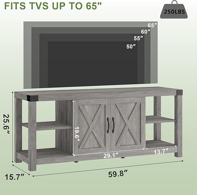 IDEALHOUSE TV Stand for 65 Inch TV, 60 Inch Entertainment Center - Image 2