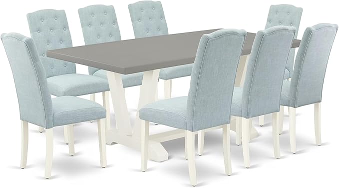 East West Furniture V097CE215-9 9 Piece Kitchen Table Set Includes a Rectangle by EastWestFurniture