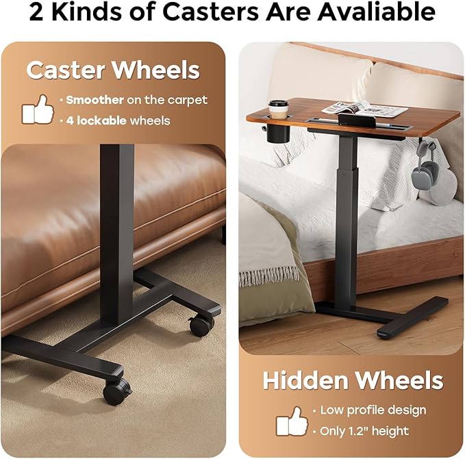Mobile Standing Desk with Drawer, Portable Laptop Workstation on Wheels - Image 8