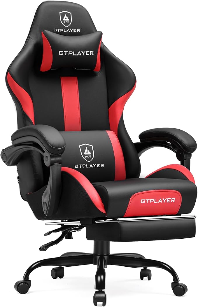 GTRACING Gaming Chair with Foot Rest & Pocket Spring Cushion, Ergonomic High by GtracingDirect