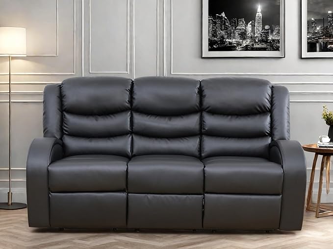 Leather Recliner Sofa Couch, 3-Seater Home Theater Seating Reclining Sofa - Image 6