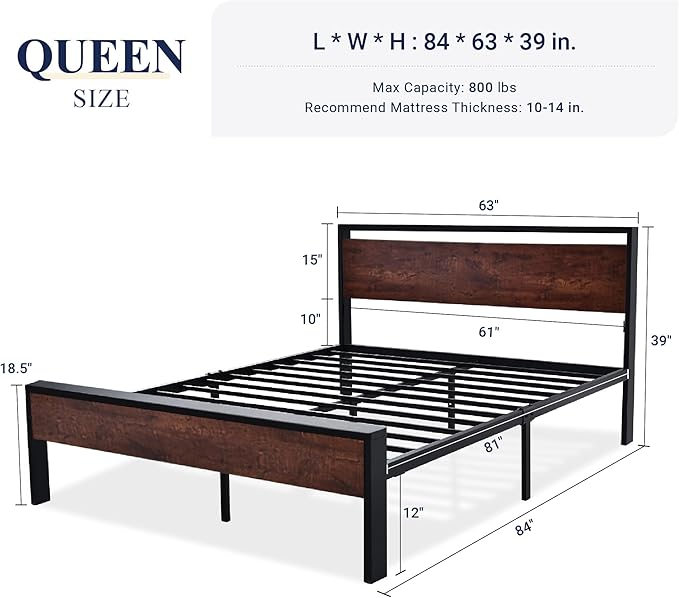 Allewie Queen Size Platform Bed Frame - Image 2