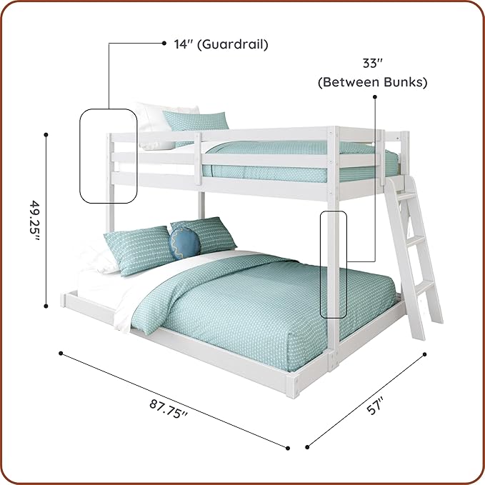 Grain & Grove Bear Twin Over Full Bunk Bed, Low Bunk Bed Frame - Image 2