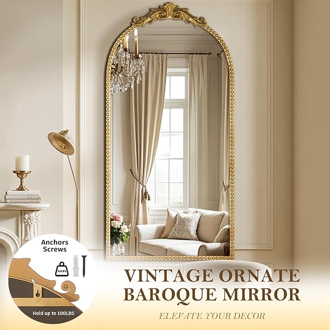 Antique Gold Vintage Wall Mirror 24"x48" - Image 4