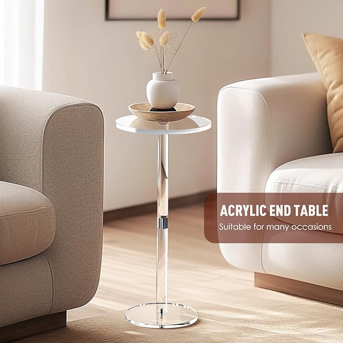 9.8" Round Clear Acrylic End Table - Image 6