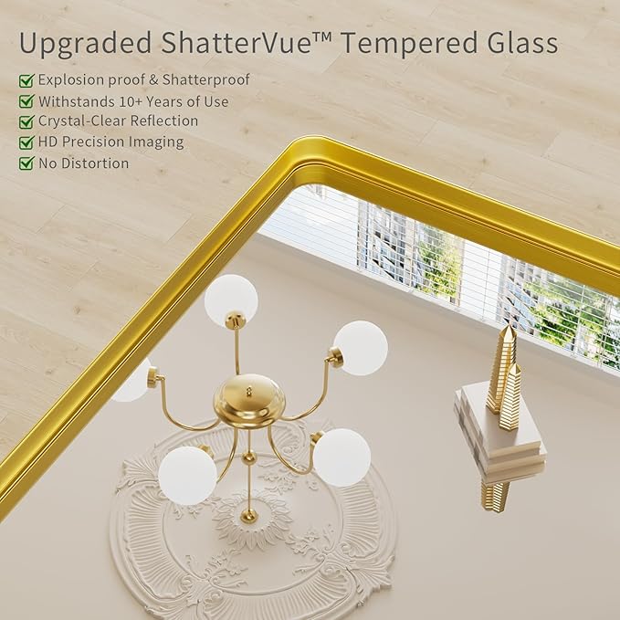 Koonmi Gold Bathroom Mirror for Wall, 22x30 Inch Matte Metal Deep Framed - Image 2