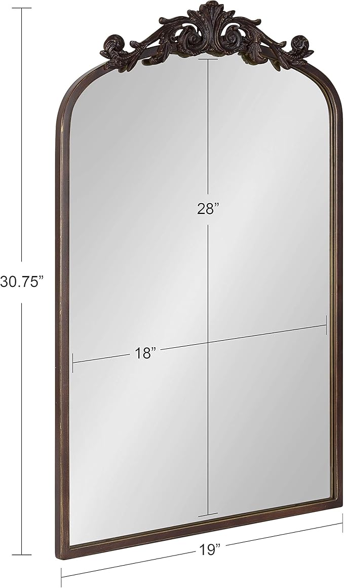 Kate and Laurel Arendahl Traditional Arch Mirror, 19 x 30.75, Antique Bronze - Image 8