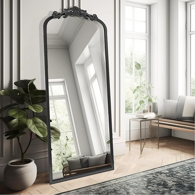 AIXI HOME Arched Black Antique Full Length Wall Mirror 22"x65", Arendahl - Image 3