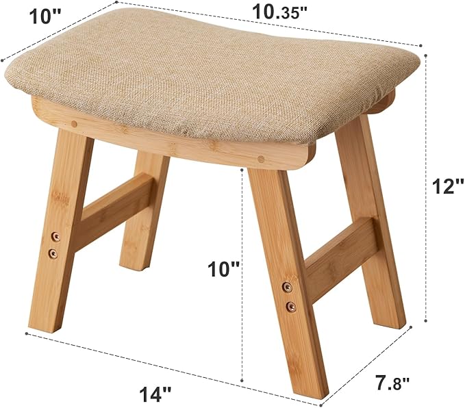 Foot Stool, Bamboo Small Sofa Foot Rest Under Desk, Extra Seating - Image 2