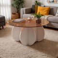 Mid Century Modern Round Glass Coffee Table by Unknown