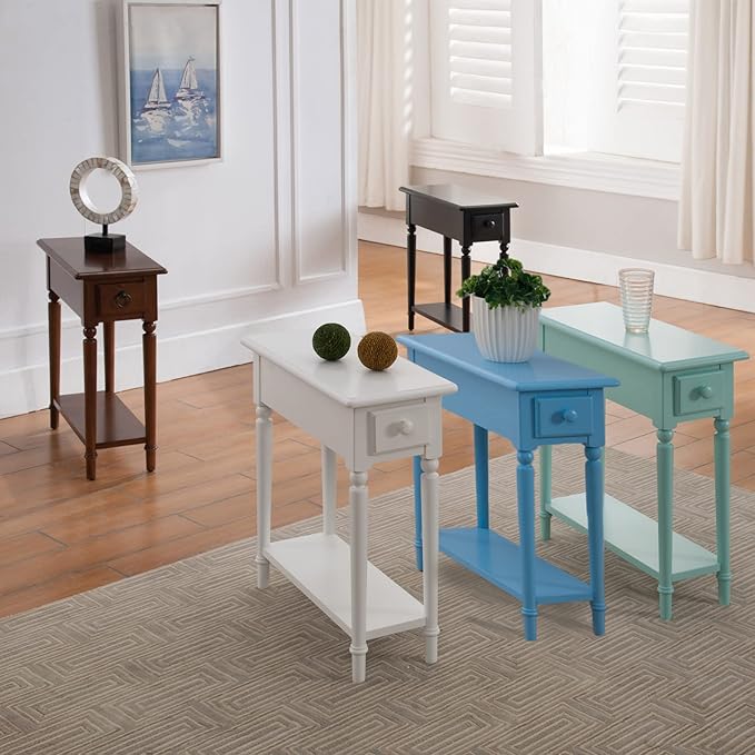 Leick Home Narrow End Table, Solid Wood, 1 Drawer, 1 Display Shelf, Small Size - Image 2