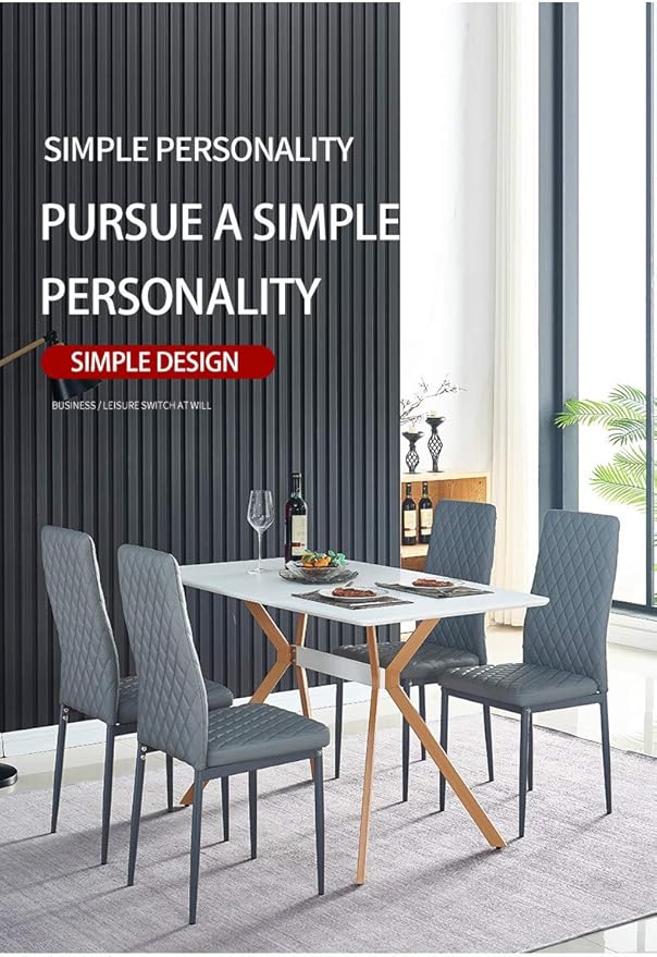 JT Modern Minimalist Dining Chair Fireproof Leather Sprayed Metal Pipe Diamond - Image 9