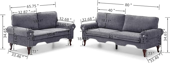 2 Piece Sectional Sofa Set, 2+3 Seat Convertible Couch - Image 2