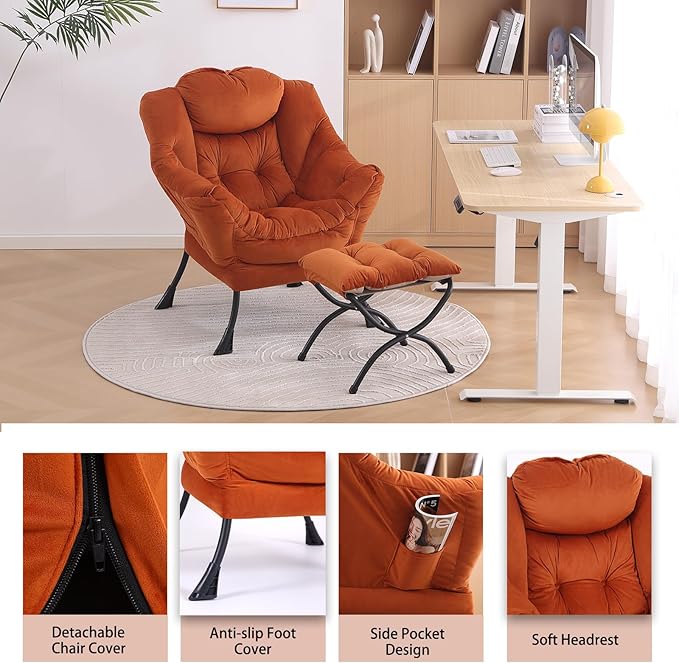 LITA Lazy Chair with Ottoman, Modern Lounge Accent Chair with Armrests and a - Image 4