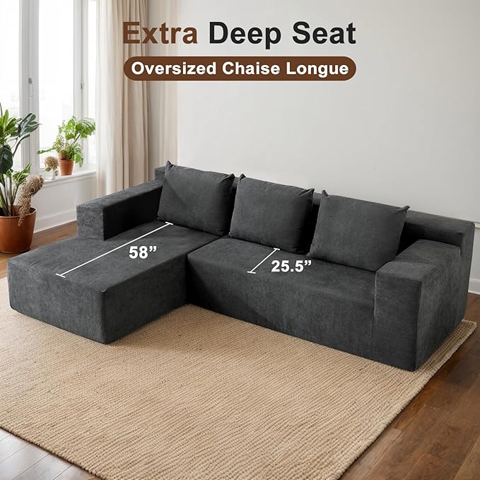 103" Cloud Sectional Sofa, Boneless L-Shape Couch - Image 4