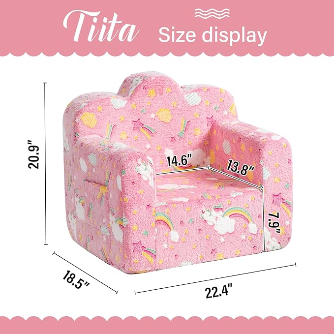 Tiita Kids Couch Plush Toddler Chair, Cloud-Like Glow in The Dark Kids Sofa - Image 3
