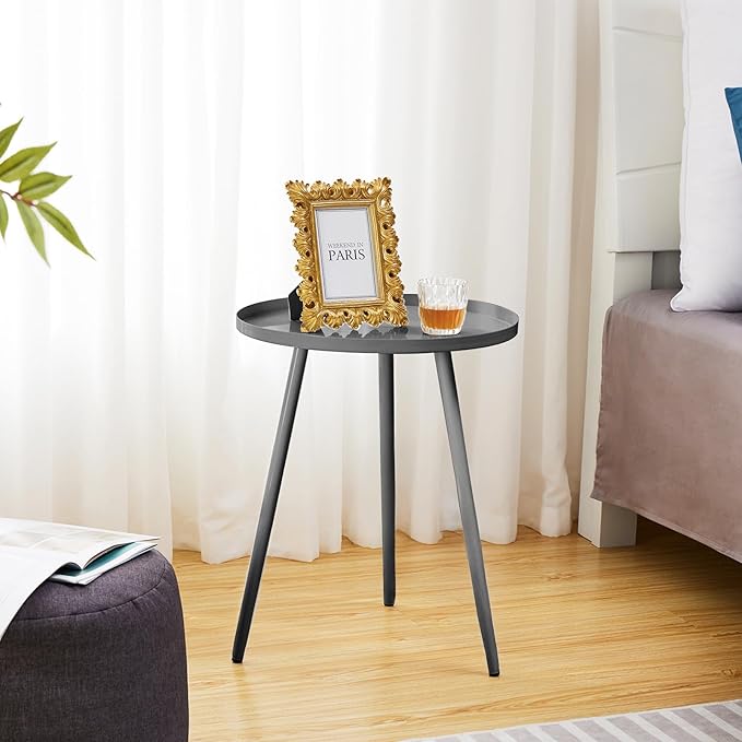 Apicizon 16" Round Side Table, Mid Century Modern Coffee or Circle Accent Table - Image 6