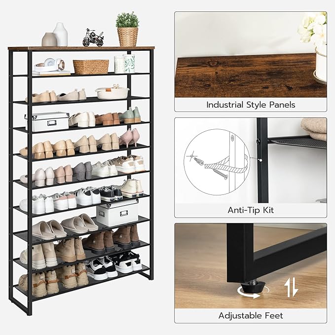 HOOBRO 10-Tier Shoe Rack, 39.4" L Shoe Storage Organizer, Large Capacity Shoe - Image 7