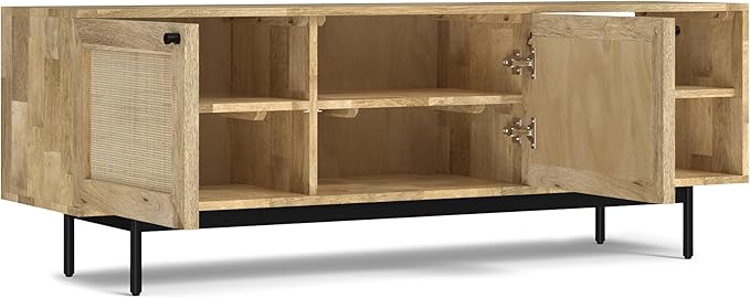 SIMPLIHOME Reeves SOLID MANGO WOOD 60 inch Wide TV Media Stand in Natural - Image 4