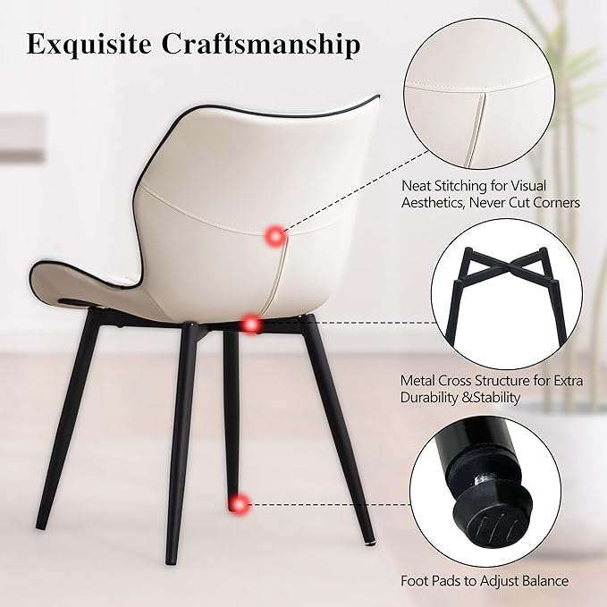 YOUNIKE Dining Chairs Set of 2, Upholstered Faux Leather Dining Room Chairs - Image 6