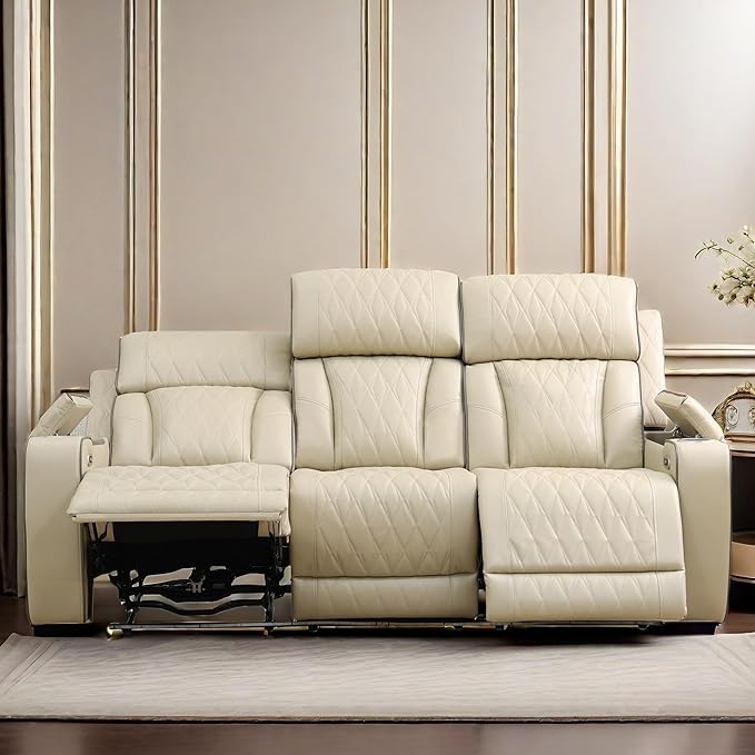 Leather Recliner Sofa Couch, 3-Seater Home Theater Seating Reclining Sofa - Image 6