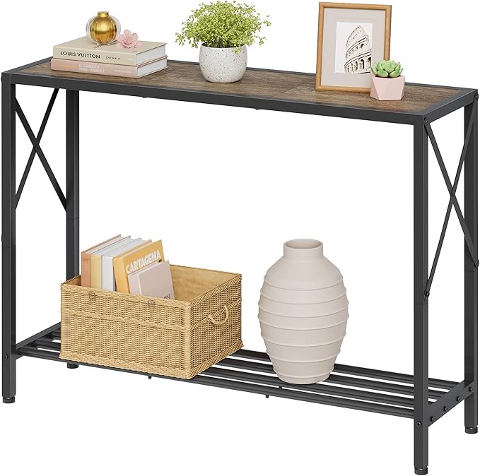 Tajsoon Console Table 41.8”, 2-Tier Industrial entryway Table, Narrow Sofa Table by Tajsoon